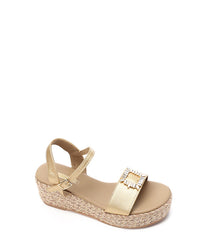 JAL-DJTF-014 Heeled Multi-Material Gold Sandal