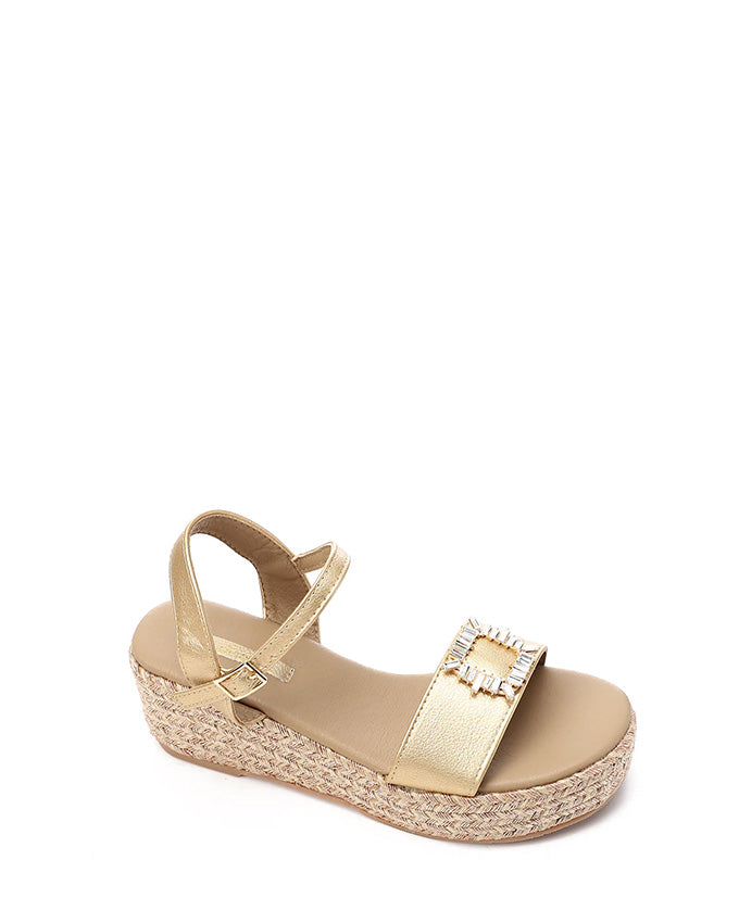 JAL-DJTF-014 Heeled Multi-Material Gold Sandal