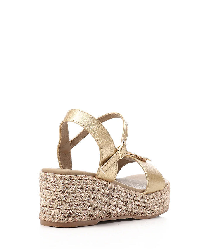 JAL-DJTF-014 Heeled Multi-Material Gold Sandal