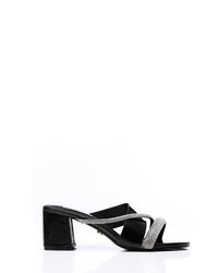 JAL-DJTF-037 Slip On Silver Strased Mid Heeled Slipper