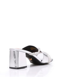 JAL-DJTF-037 Slip On Silver Strased Mid Heeled Slipper