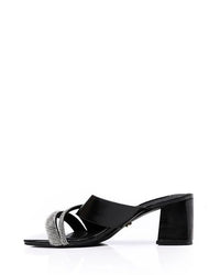 JAL-DJTF-037 Slip On Silver Strased Mid Heeled Slipper