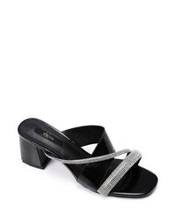 JAL-DJTF-037 Slip On Silver Strased Mid Heeled Slipper