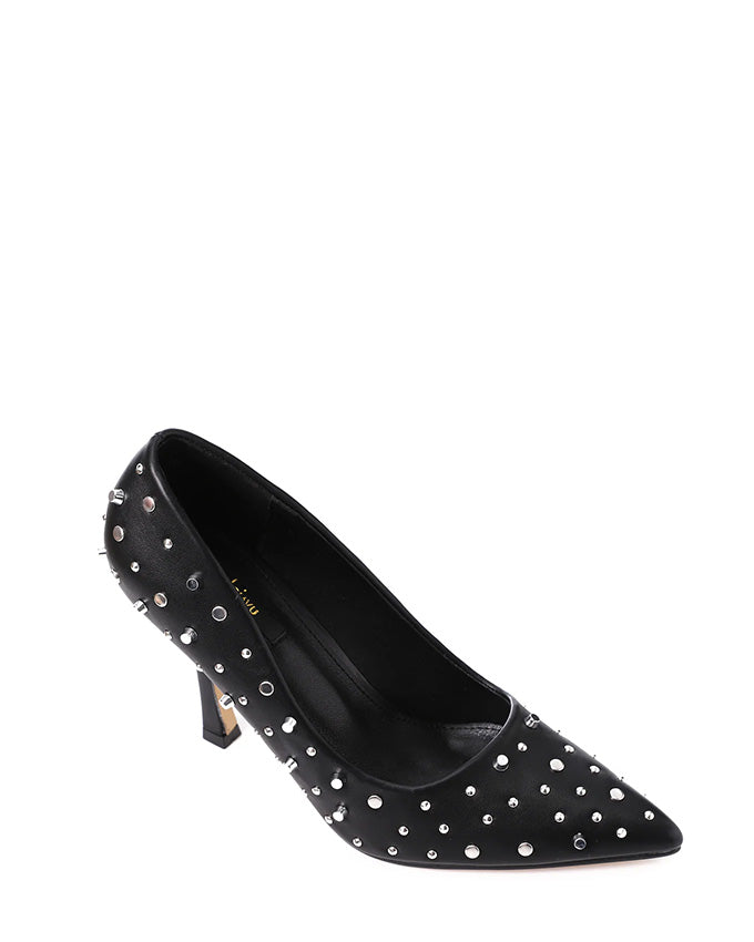 JAL-DJTF-042 Slip On Studded Allover Statement Heels