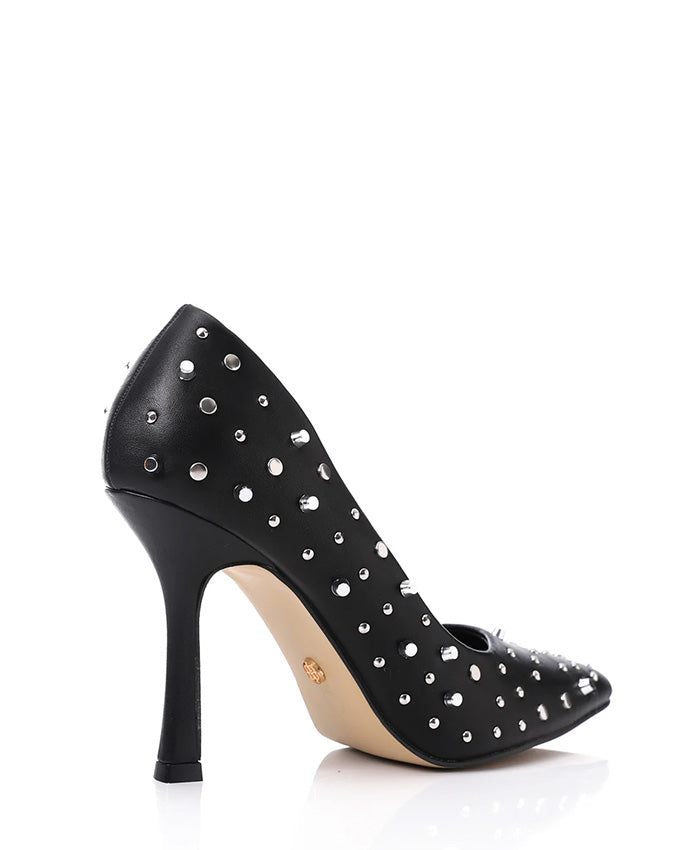 JAL-DJTF-042 Slip On Studded Allover Statement Heels