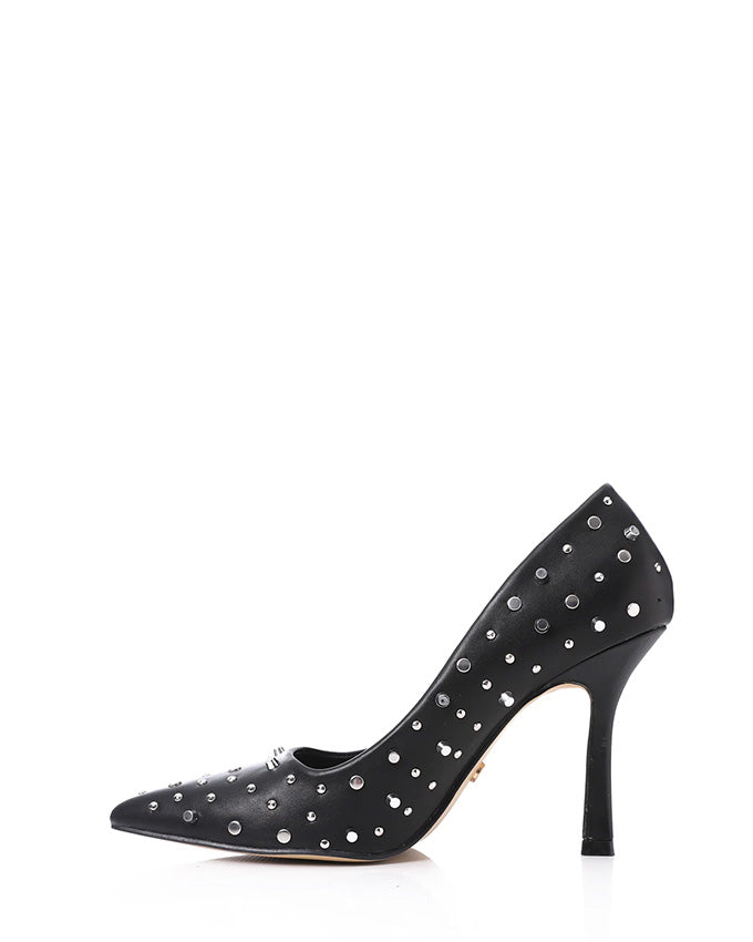 JAL-DJTF-042 Slip On Studded Allover Statement Heels