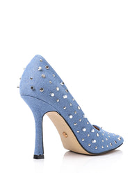 JAL-DJTF-042 Slip On Studded Allover Statement Heels