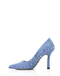 JAL-DJTF-042 Slip On Studded Allover Statement Heels