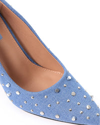 JAL-DJTF-042 Slip On Studded Allover Statement Heels