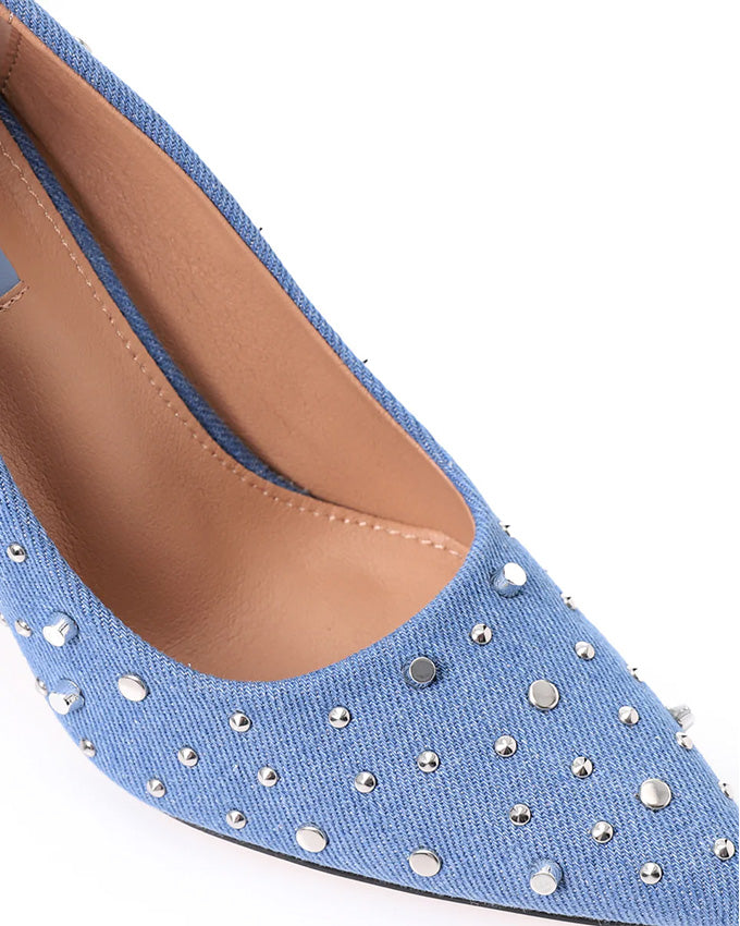 JAL-DJTF-042 Slip On Studded Allover Statement Heels