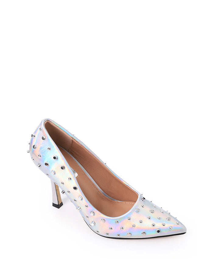 JAL-DJTF-042 Slip On Studded Allover Statement Heels