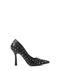 JAL-DJTF-042 Slip On Studded Allover Statement Heels