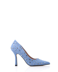 JAL-DJTF-042 Slip On Studded Allover Statement Heels