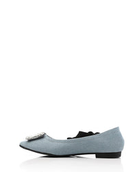 JAL-DJTF-057 Denim Lace Up Flat Ballerina