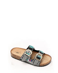 KND-DJTF-012 Decorated Buckled Flat Slippers