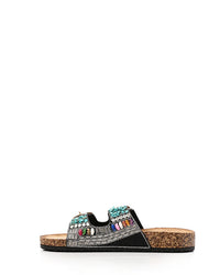 KND-DJTF-012 Decorated Buckled Flat Slippers