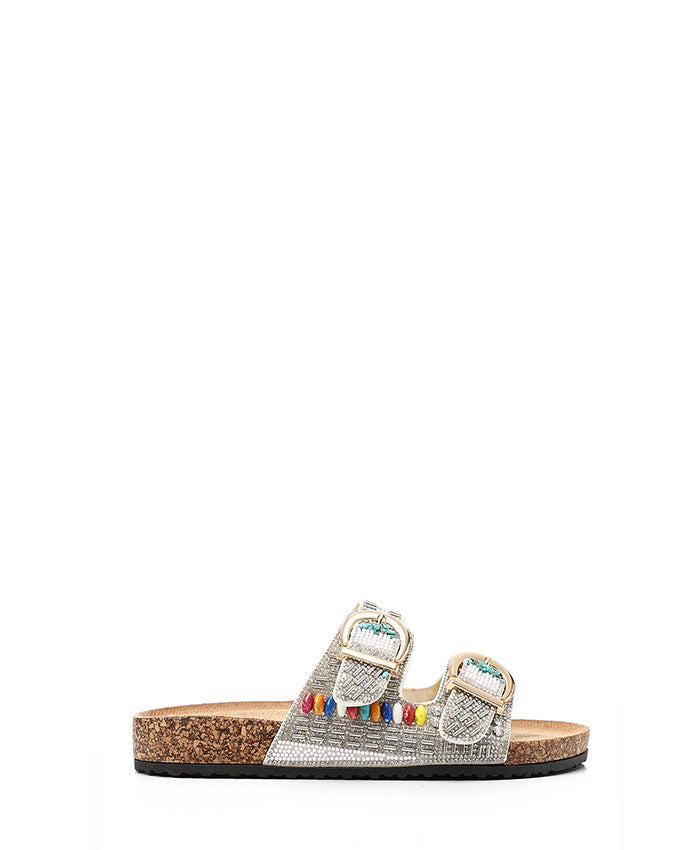 KND-DJTF-012 Decorated Buckled Flat Slippers