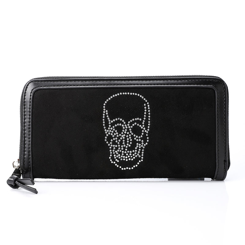 LID-DVTF-014 Diamond Skull Suede Wallet