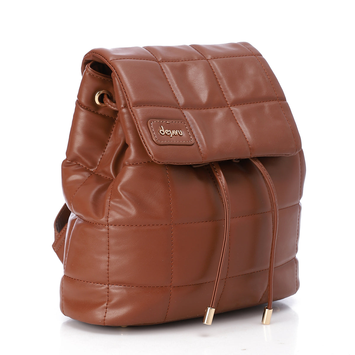 LID-DVTS-036 Leather Quilted Drawstring Backpack