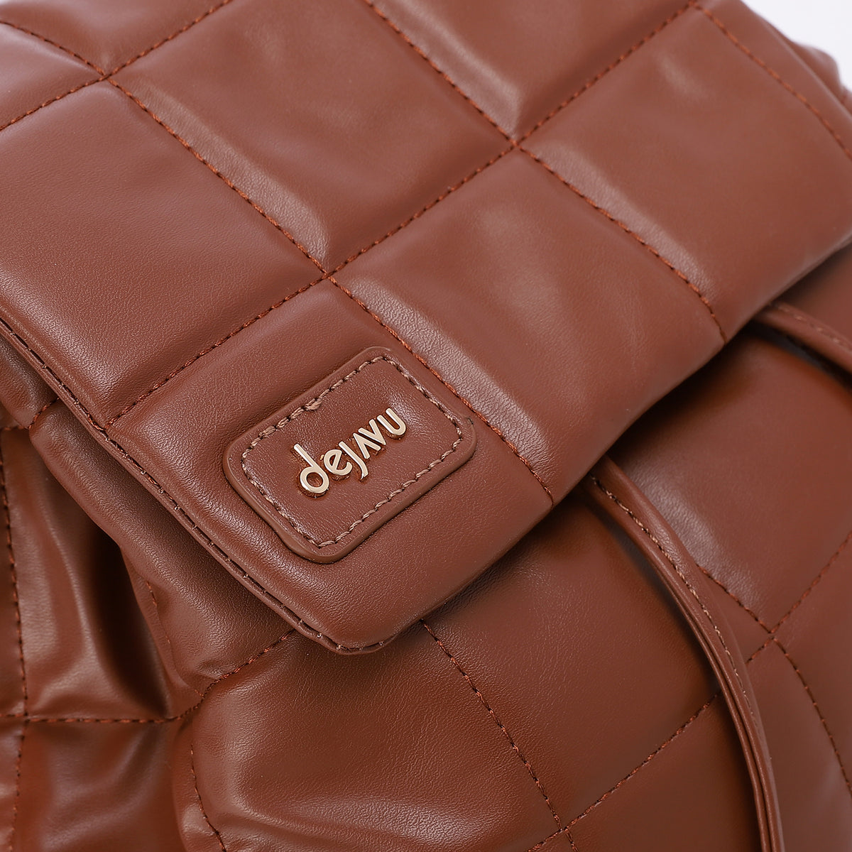 LID-DVTS-036 Leather Quilted Drawstring Backpack