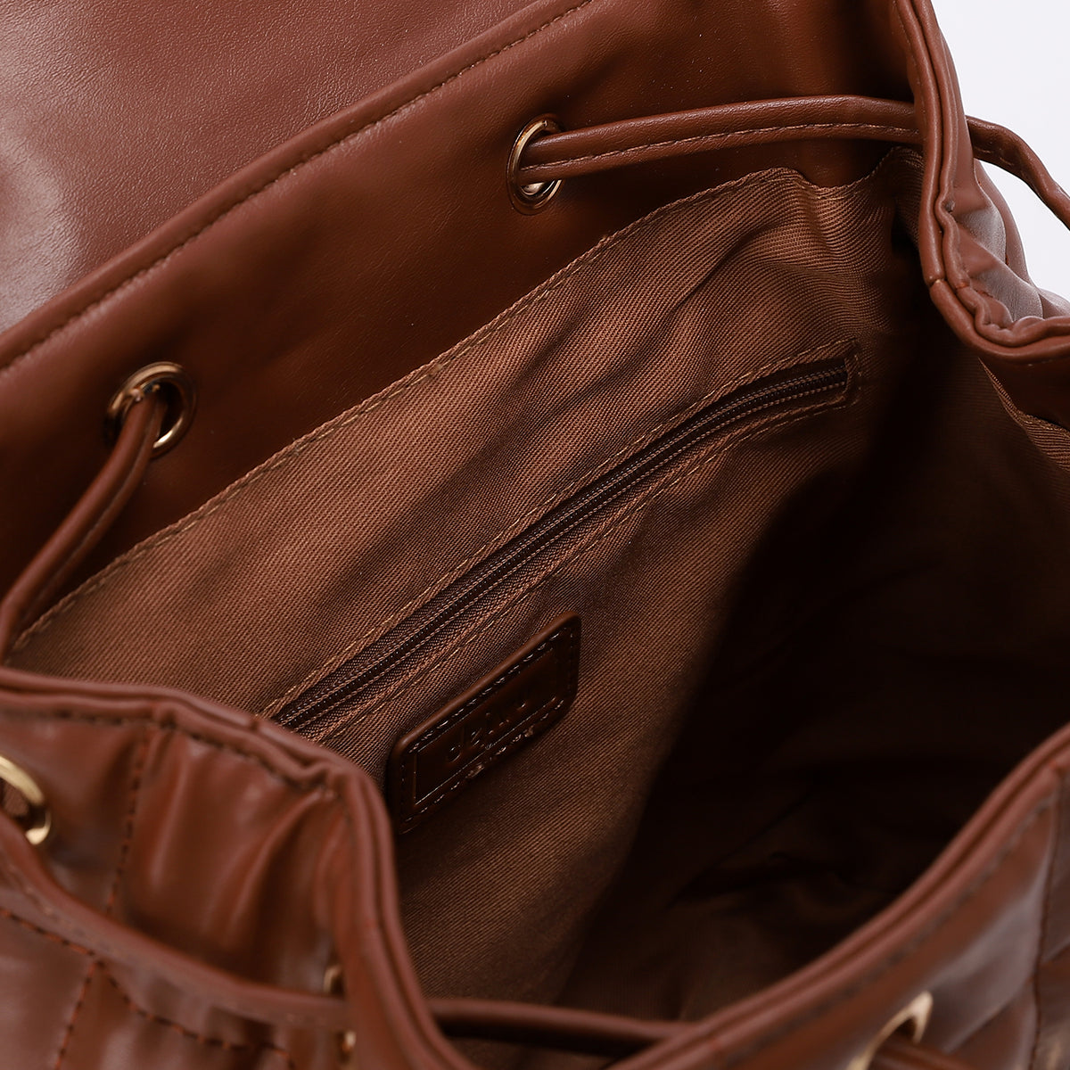 LID-DVTS-036 Leather Quilted Drawstring Backpack