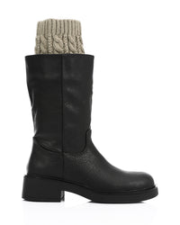 PRD-DVTV-009 Mid Calf Boots With Knitted Accent