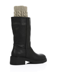 PRD-DVTV-009 Mid Calf Boots With Knitted Accent