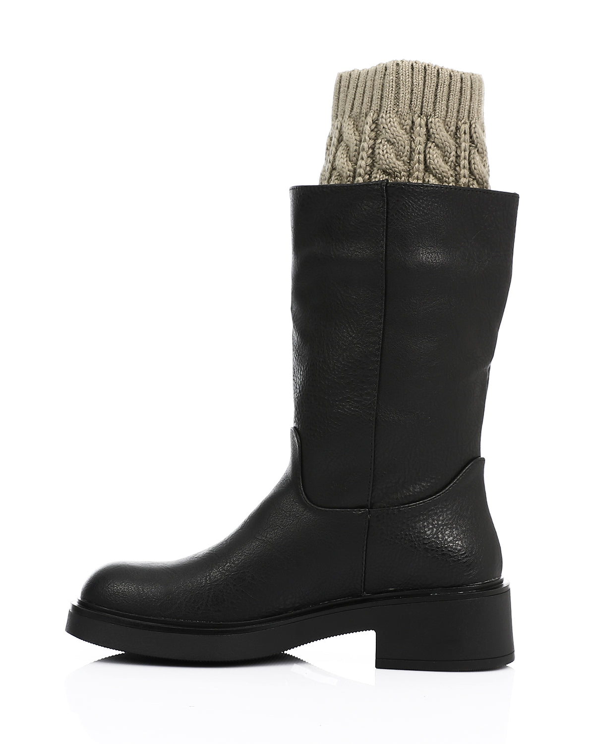 PRD-DVTV-009 Mid Calf Boots With Knitted Accent