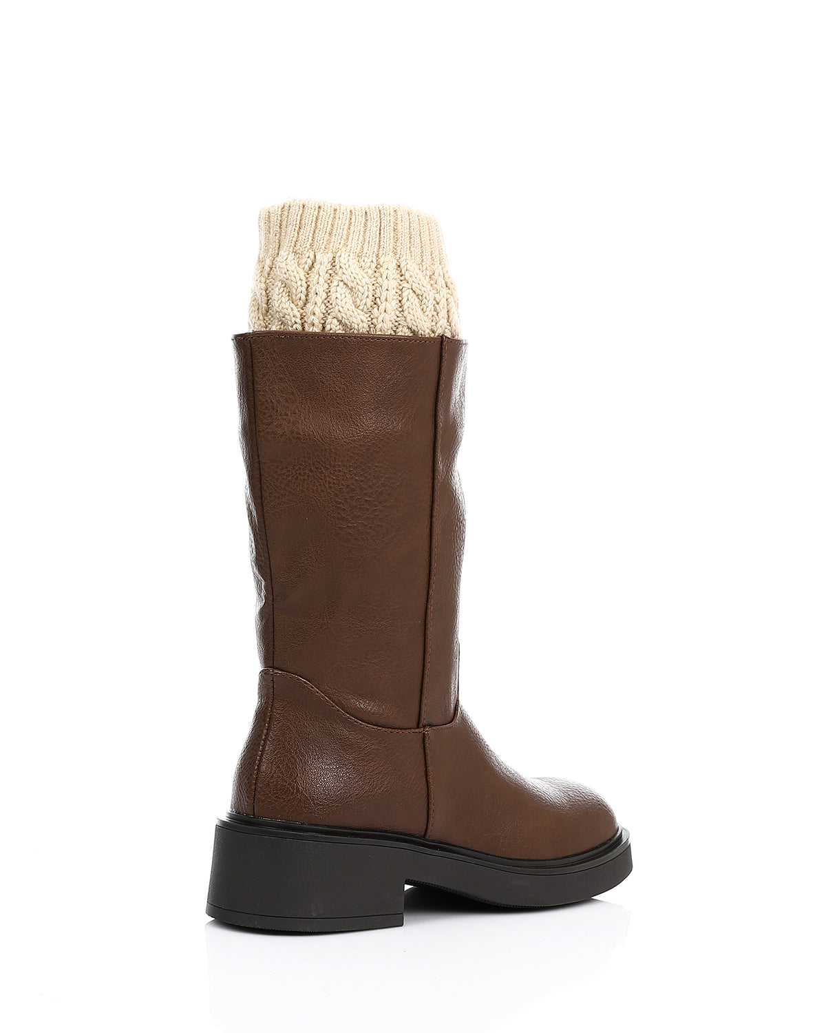 PRD-DVTV-009 Mid Calf Boots With Knitted Accent