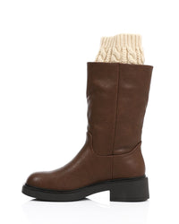 PRD-DVTV-009 Mid Calf Boots With Knitted Accent