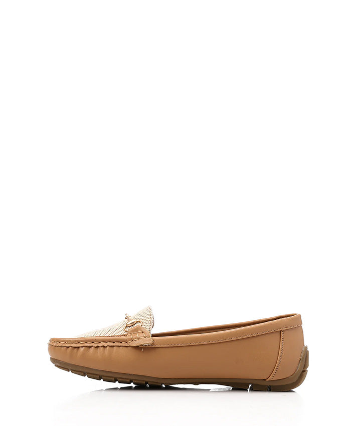 FAN-DJTF-015 Shades Of Beige Mulit-Material Flat Balerina