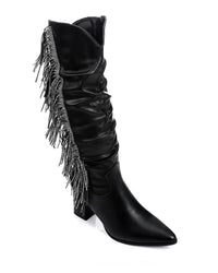 SUN-DVTF-007 Side Fringes Zipper high boot