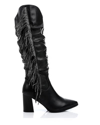 SUN-DVTF-007 Side Fringes Zipper high boot
