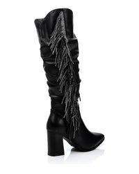 SUN-DVTF-007 Side Fringes Zipper high boot