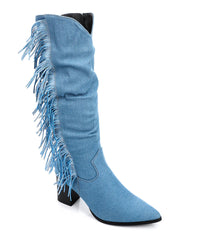 SUN-DVTF-007 Side Fringes Zipper high boot