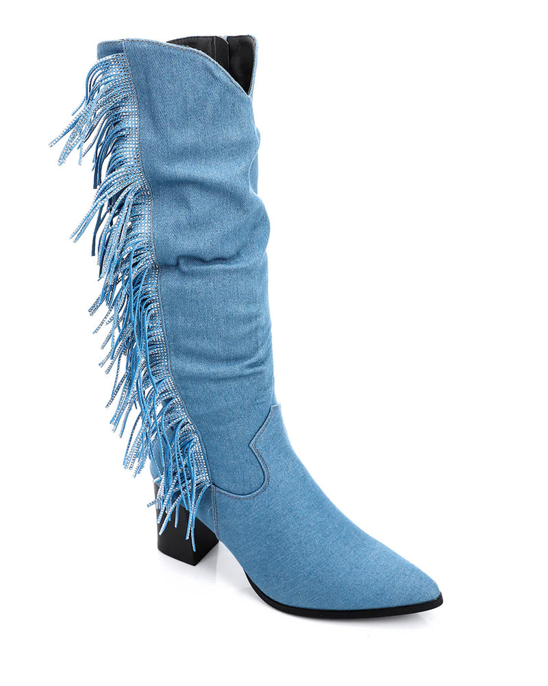 SUN-DVTF-007 Side Fringes Zipper high boot