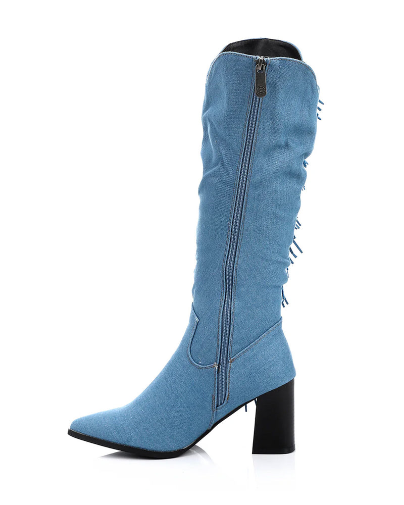SUN-DVTF-007 Side Fringes Zipper high boot