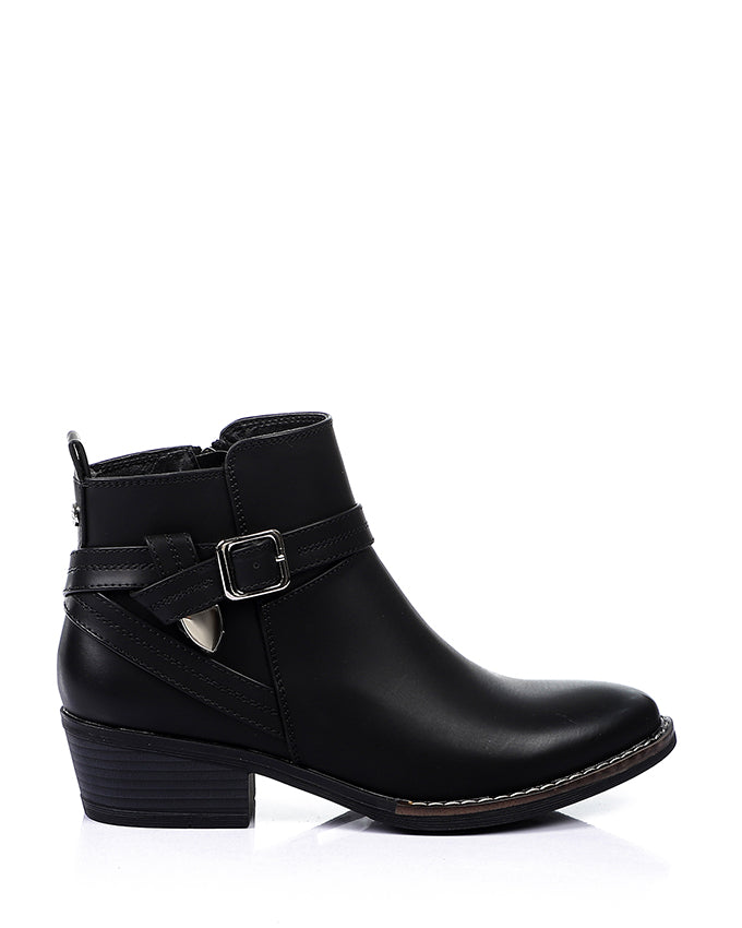 SUN-DVTH-004  Leather Mid Heels Ankle Boot