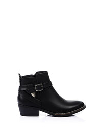 SUN-DVTH-004  Leather Mid Heels Ankle Boot