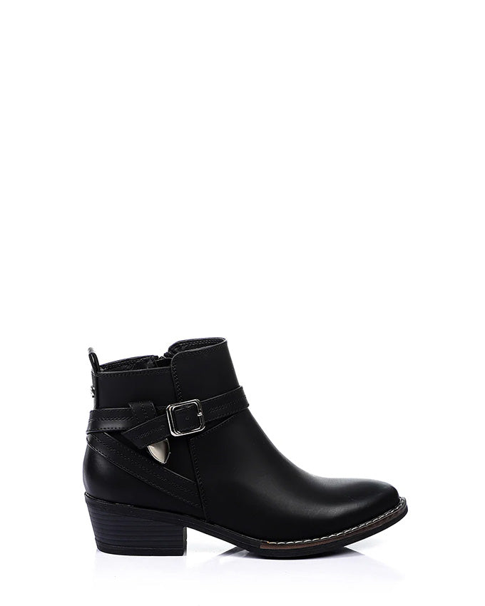 SUN-DVTH-004  Leather Mid Heels Ankle Boot