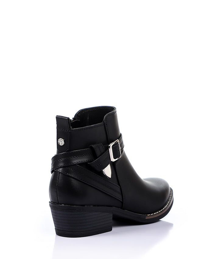 SUN-DVTH-004  Leather Mid Heels Ankle Boot