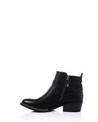 SUN-DVTH-004  Leather Mid Heels Ankle Boot