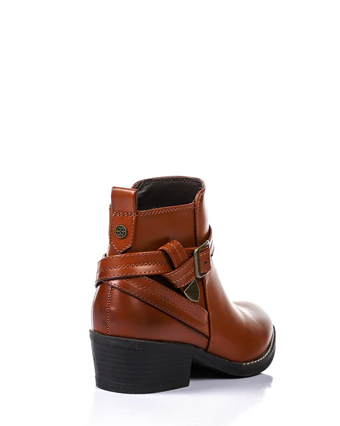 SUN-DVTH-004  Leather Mid Heels Ankle Boot