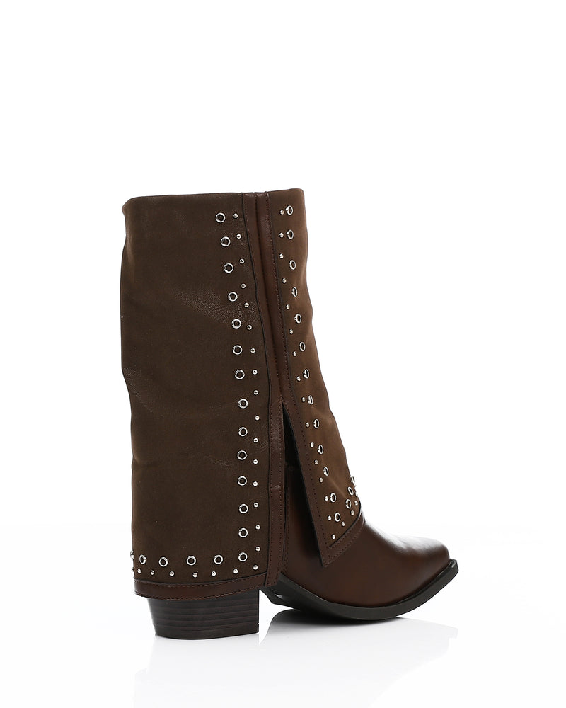 SUN-DVTV-004 Decorative Studs Cuff Boots