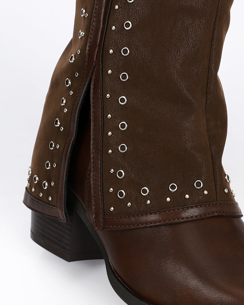 SUN-DVTV-004 Decorative Studs Cuff Boots