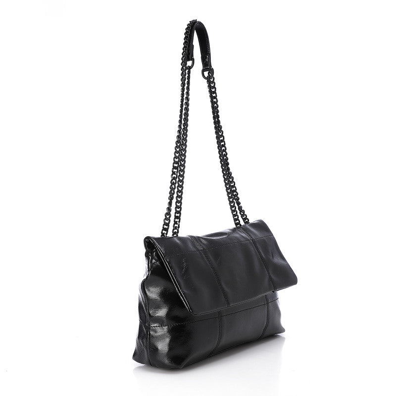 DEE-DVTS-003 Crinkle Patent Chain Shoulder Bag