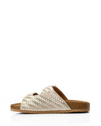 FAN-DJTV-019 Intrecciato Double Buckles Gold Slipper