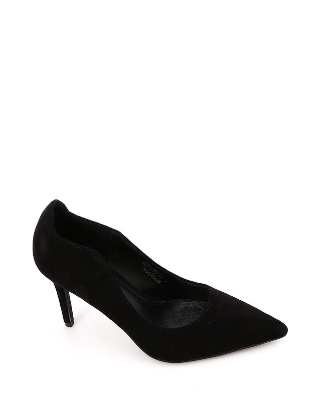 GER-DVTS-001 Pointed Toe Faux Suede High Heel Pumps