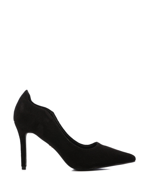 GER-DVTS-001 Pointed Toe Faux Suede High Heel Pumps