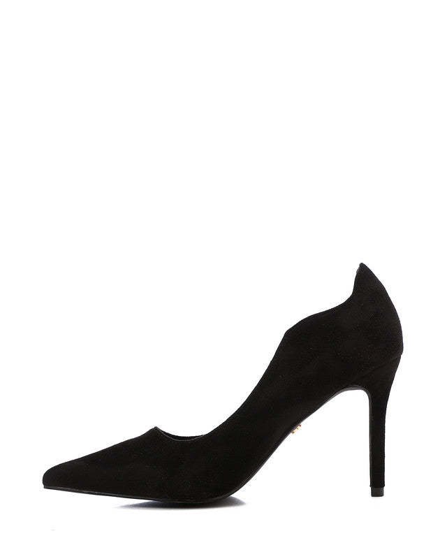 GER-DVTS-001 Pointed Toe Faux Suede High Heel Pumps